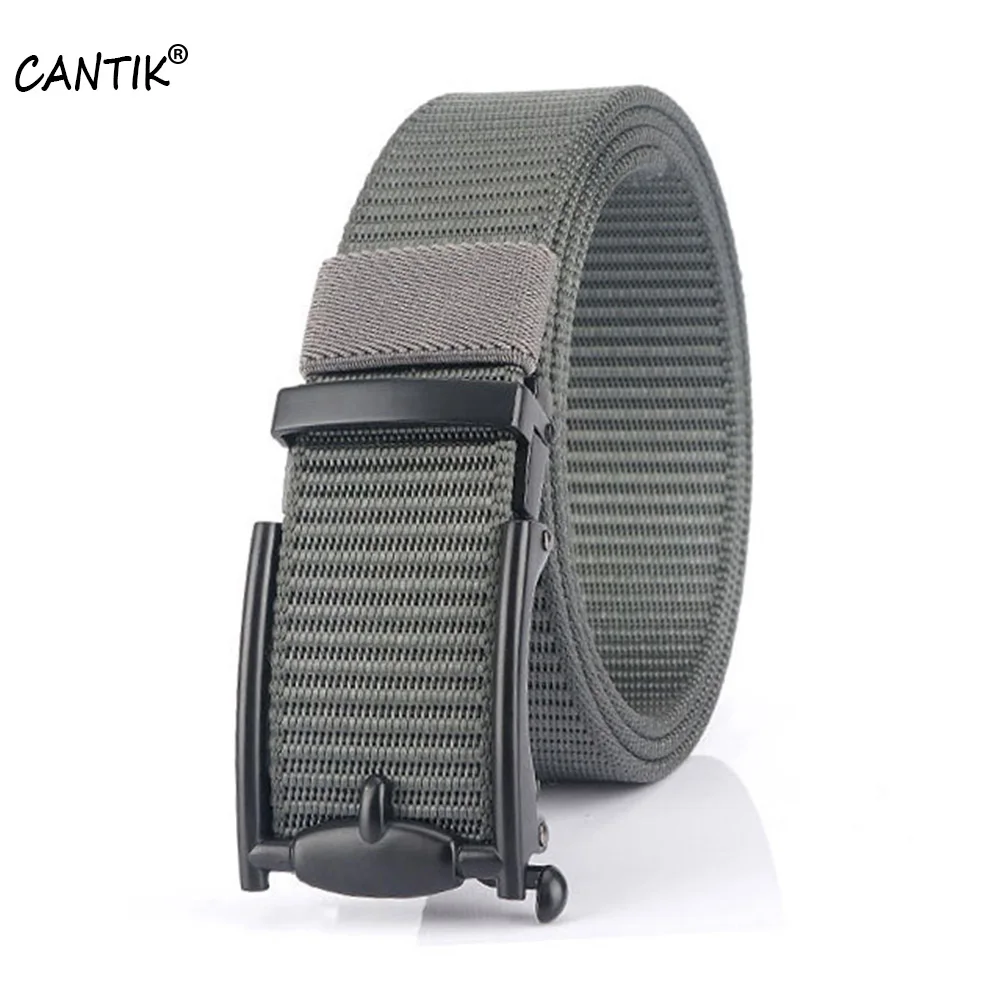 CANTIK Quality Nylon & Canvas Belts for Men Unique Simple Design Fake Pin Automatic Buckle Metal Clothing Accessories CBCA272