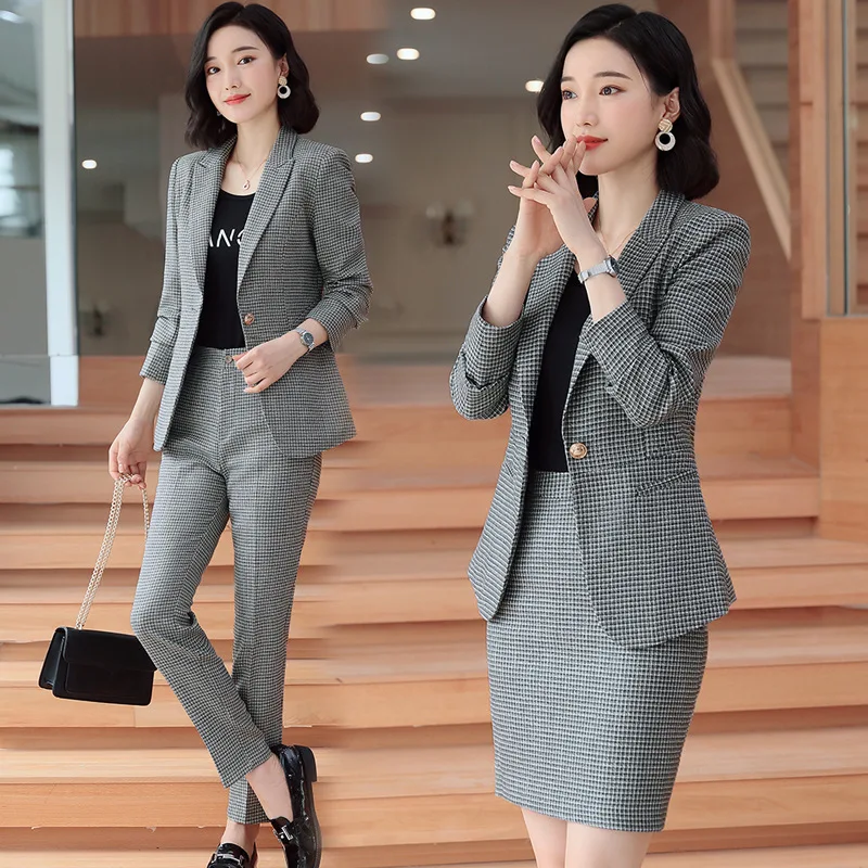 women clothes blazer feminino england plaid women blazers and jackets plus size top suit women ensemble femme 2 pieces tops qw