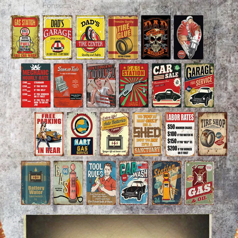 

Sign Plaque Metal Vintage Tin Sign Retro Signs Wall Decor Poster Garage Metal for Garage Gas Station Car Repair Metal