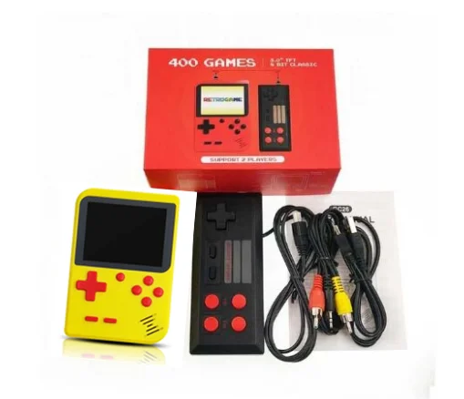 yellow with gamepads Новая встроенная 400 игр 800 мАч батарея Ретро видео портативная игровая консоль+ геймпад 2 игрока двойной 3,0 дюймовый ЖК-игровой плеер - Цвет: yellow with gamepads