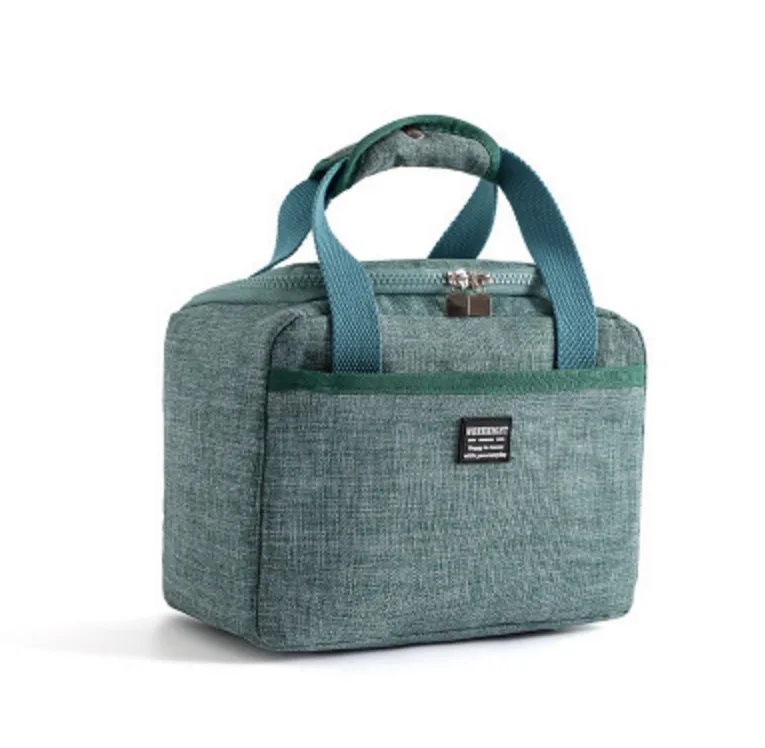Портативная термоизолированная сумка для обедов, сумка-холодильник для пикника, чехол для хранения еды для путешествий, сумка Bento Tote для женщин и мужчин - Цвет: Зеленый