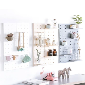 

PP Hole Board Storage Shelf With Sticker Wall Hanging Hooks Kitchen Organizer LX9C