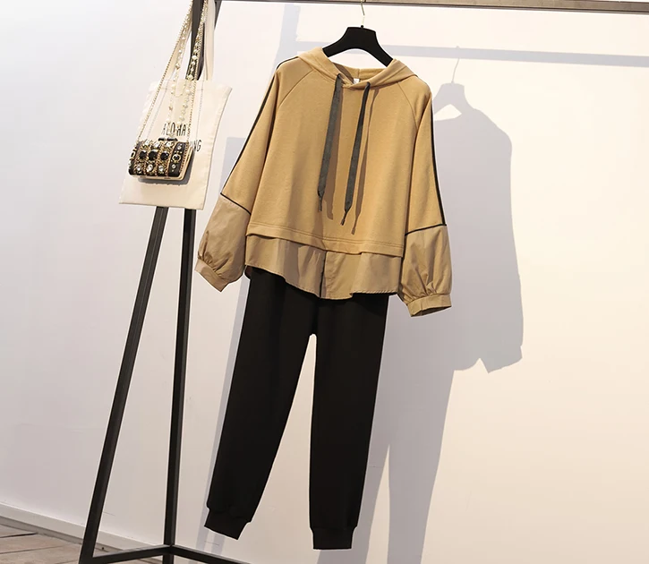 YICIYA, плюс размер, большой, 4xl, 5xl, спортивные костюмы для женщин, комплект из 2 предметов, худи с оборками, топ, штаны, костюмы, одежда