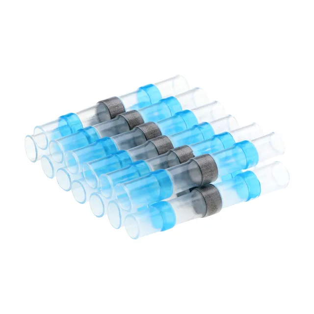 50PCS Solder Seal Wire Connectors Waterproof Heat Shrink Butt Connectors Electrical Wire Terminals Insulated Butt Splices Blue