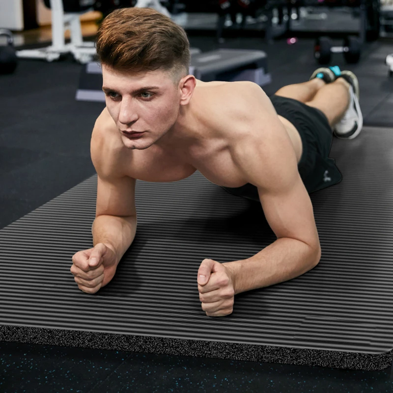 Offerte 185X80X1.5cm Uomini Palestra Zerbino s di Grandi Dimensioni NBR antiscivolo yoga Stuoie e tappetini Per Il Fitness Zerbino 15 MILLIMETRI di Sport di Forma Fisica Pad Con Bende Grande Formato Tapete