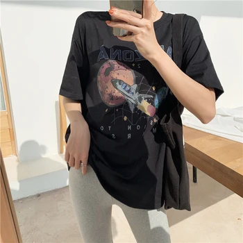 

2019 Black T Shirt Women Clothes Mission To Mars Spacecraft Print Arizona Cotton Top Women T-Shirt