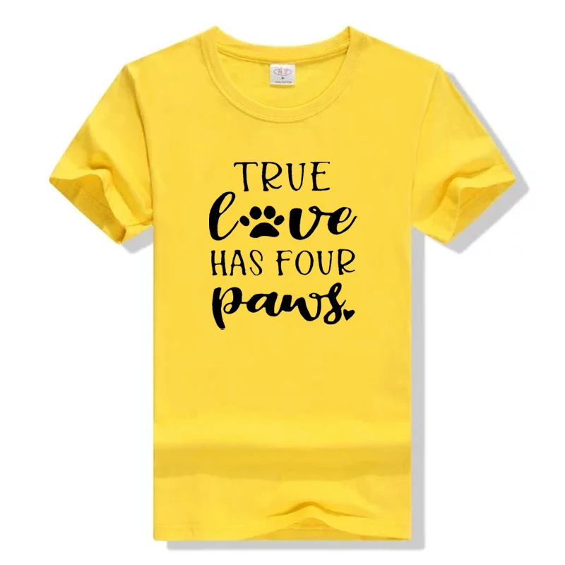 Забавная женская футболка с надписью «True Love Has Four Paws», топы с надписью «My Dog Is My Valentine», красные женские футболки в стиле Харадзюку, футболки