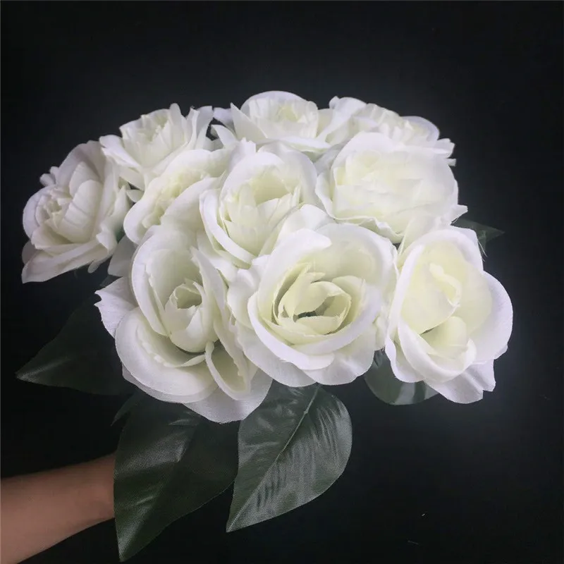 Бордовые шелковые розы 20 цветов свадебные центральные части букет невесты