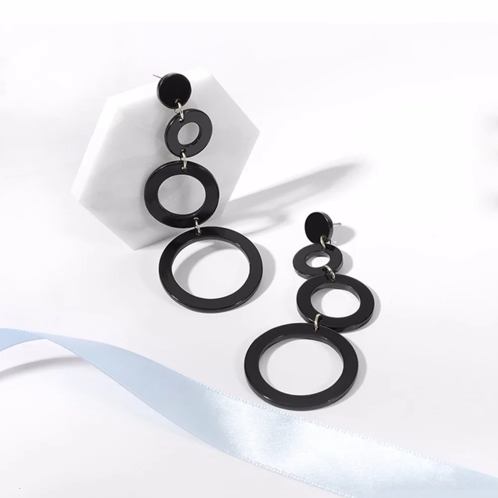 Vedawas модные Многослойные продуманные полимерные круглые серьги с кисточкой, трендовые черные акриловые Висячие серьги для женщин