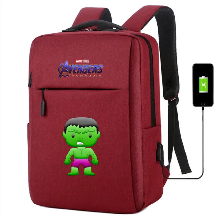 Рюкзак super hero Infinity War из парусины с usb-зарядкой, школьные сумки с принтом Халка, сумка на плечо для ноутбука, дорожная сумка рюкзак