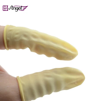 

Angels 100pcs Natural Latex Nail Art Rubber Gloves Finger Cots Fusion Hair Extensions Protective Fingertips Antislip Antistatic