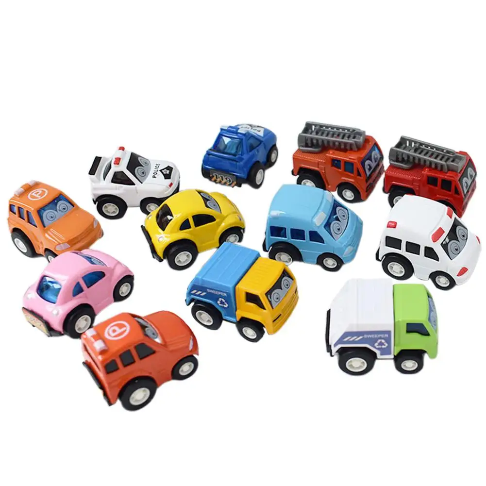 GloryStar A Set of 12 PCS Kid Alloy Car Mini Cartoon Vehicle Children Hand Hold Pocket 3