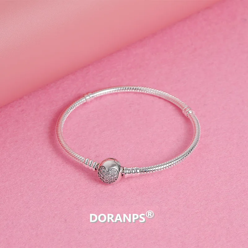 Не выцветает DORANPS Серебро cz для pandoras браслеты для женщин 925 Шарм для браслета, украшения, 1pz - Окраска металла: silver