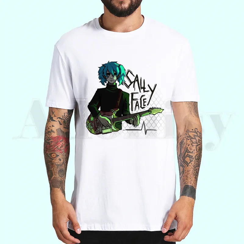 Sally Face футболка для мужчин, короткий рукав, повседневные мужские топы, футболка с рисунком аниме для мужчин, белая футболка с принтом, wo мужские футболки