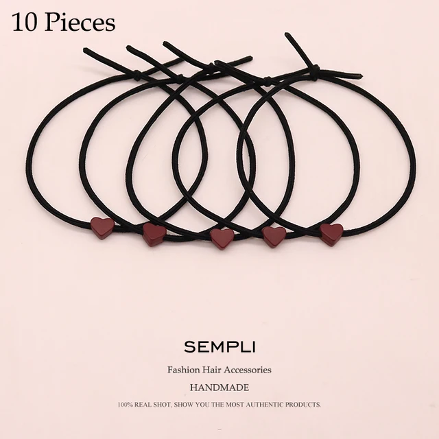 Small Love Black Popular Solid Elastic Hair Bands Wine red Headband Women Rubber Band Lady Letters Hair Accessories Scrunchie 10 Pieces