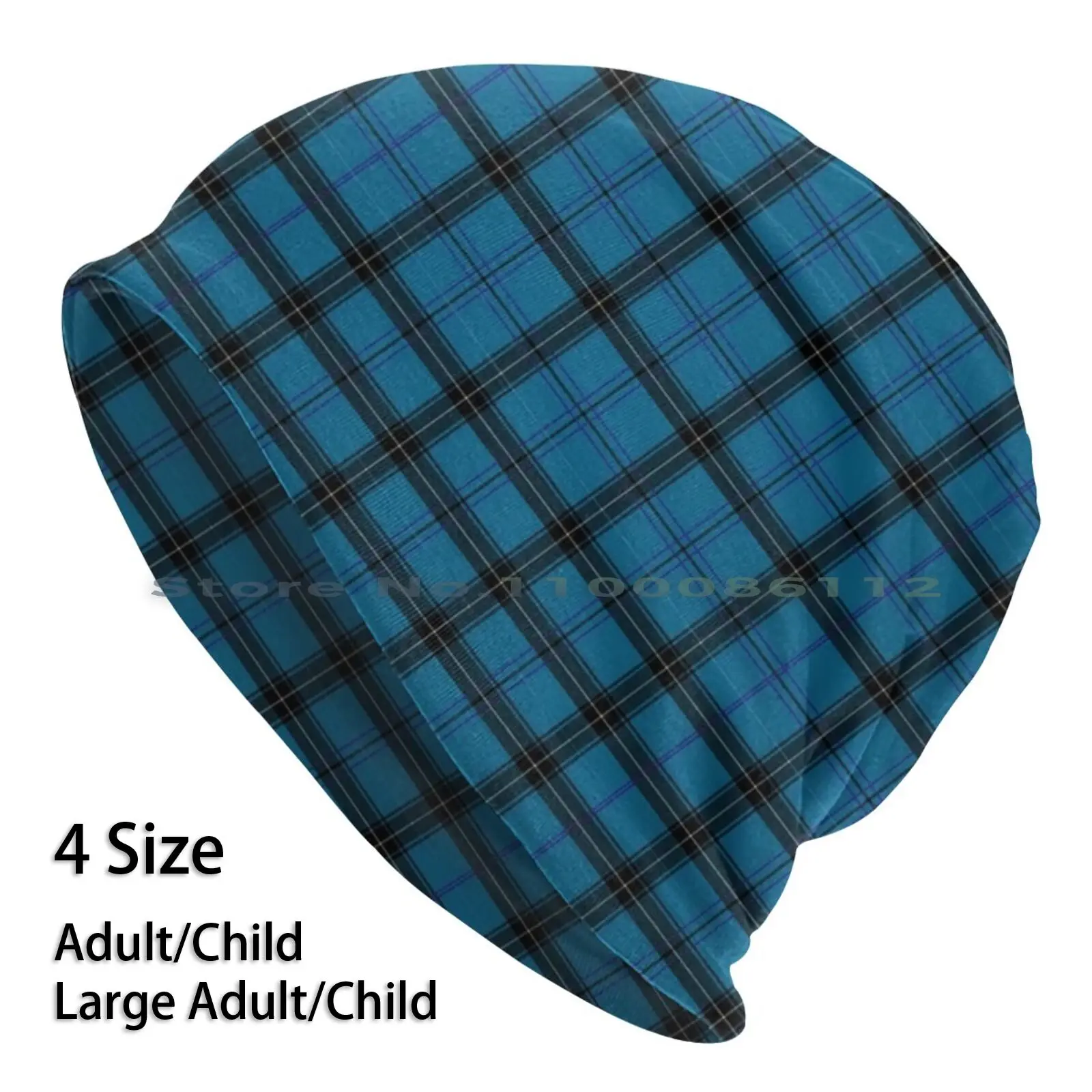 Blue Black Plaid Tartan Print Berretti Cappello Lavorato A Maglia Ottieni Tag Black Pattern Clan Coat Of Arms English Heritage Irish Kilt Shamrock