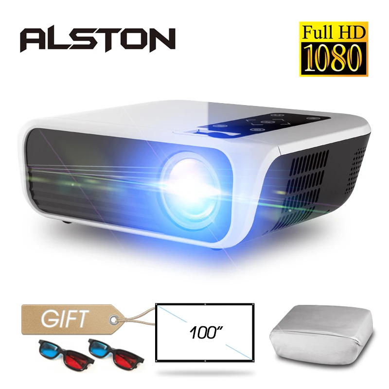 Видеопроектор ALSTON T8 Full HD 1080p 4k 5000 люмен HDMI USB AV с подарком|Проекторы для домашнего