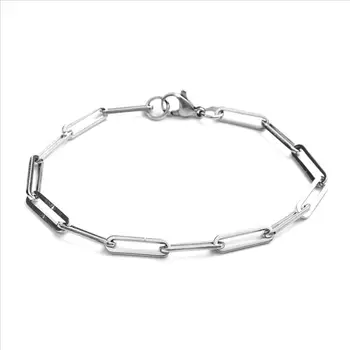 

New 304 Stainless Steel 4mm Link Cable Chain Bracelets Gold Silver Color Oval Bracelet Jewelry For Women Men Gift 19cm long, 1PC