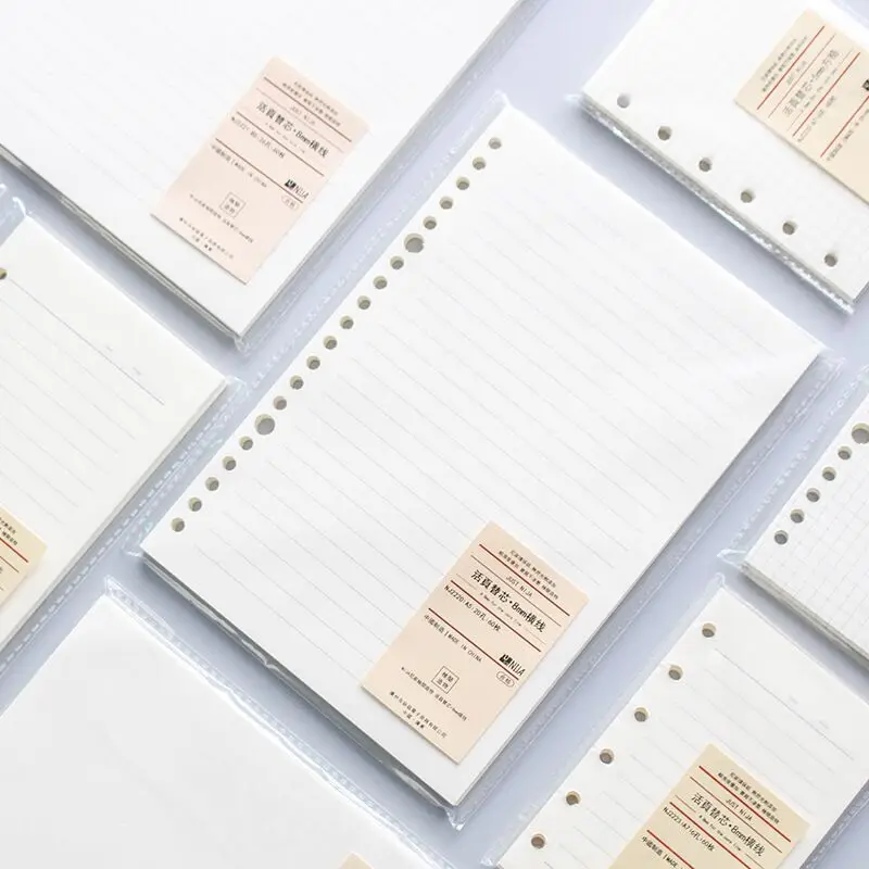 

MINKYS 60 Sheet B5 26 Rings Loose-leaf Paper Refill Spiral Binder Inside Page Line/Grid/Dot/Blank Agenda Index School Stationery
