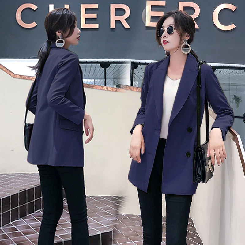 2 Женский блейзер lente nieuwe Dames casual Slim lange mouwen lange paragraaf klein jasje OL темперамент jasje Slim Wilde - Цвет: 2
