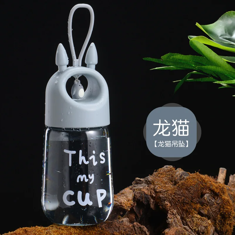 Милый мультфильм животных пластик ПП, фляга для воды 480 мл девочка ребенок дети питьевой бутылки с веревкой Открытый Портативный Путешествия BPA бесплатно - Цвет: totoro