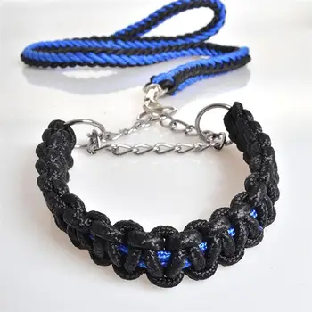 

Thicken Nylon Alloy Buckle Pulling Rope Leash Strap Traction Rope Pet Supplies for Large Medium Dog Puppy (Blue Black, Size XL)