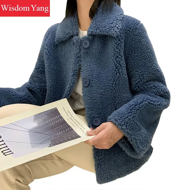

Winter Warm Cashmere Sheep Wool Fleece Sheep Coats Jackets Wool Elegant Khaki Red Women Oversize Overcoat Ladies Coat Outerwear