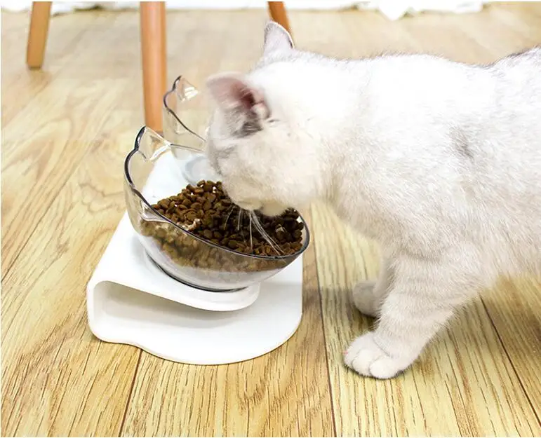 Миска для домашних животных двойная стандартная миска воды кошек прозрачная