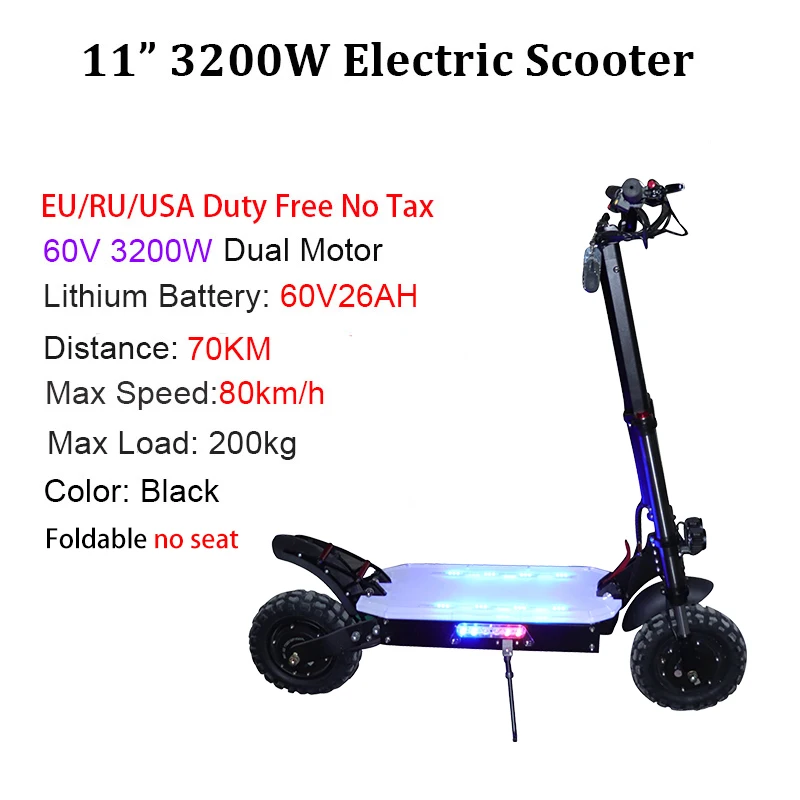 3200W 26A no seat Мощный 3200 Вт Электрический Скутер 1" 80 км/ч мотор-колесо samsung батарея взрослый самокат kick e складной patinete electrico adulto - Цвет: 3200W 26A no seat
