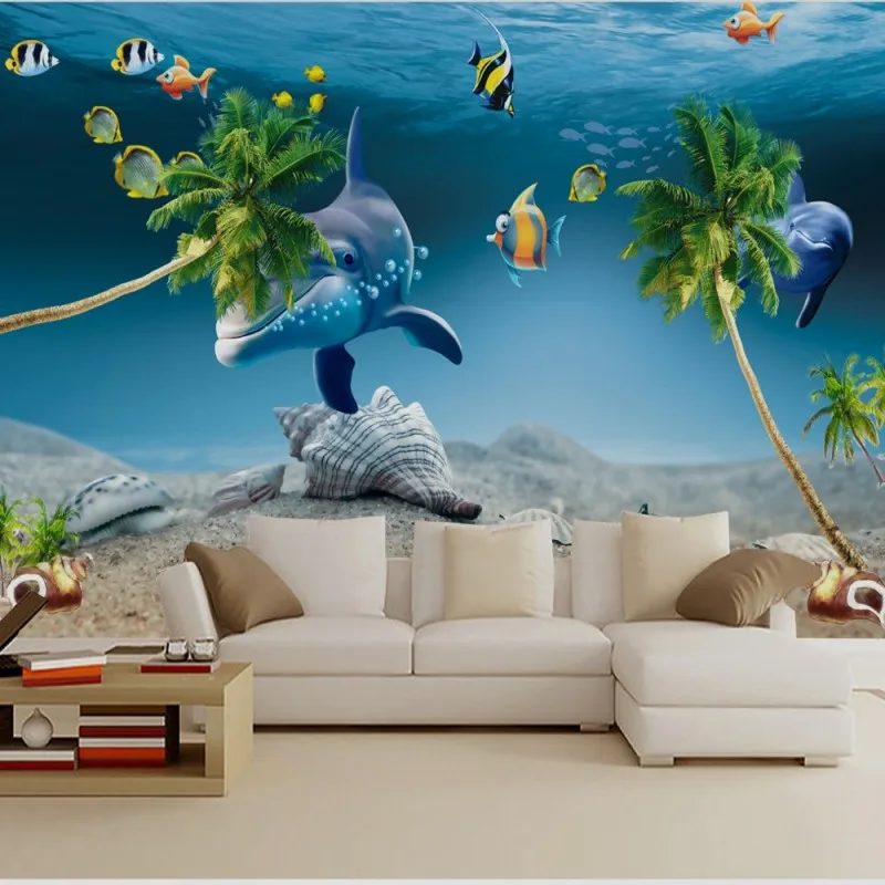 Dropship Custom Foto Mural 3D Wallpaper Living Room Fantastic Ocean Landscape Beautiful Underwater World Background Tapeta | Обустройство