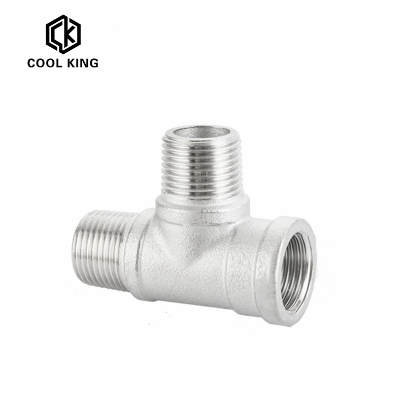Hose Pipe Fitting Pipe Fitting Tee Adapter Water Pipe Fitting BSP Male+Female+Male Threaded 3 Way Tee T Pipe Fitting 1/4" 3/8&rdquo; 1/2" 3/4" 1" 2" Threaded SS304 Stainless Steel Multifunction