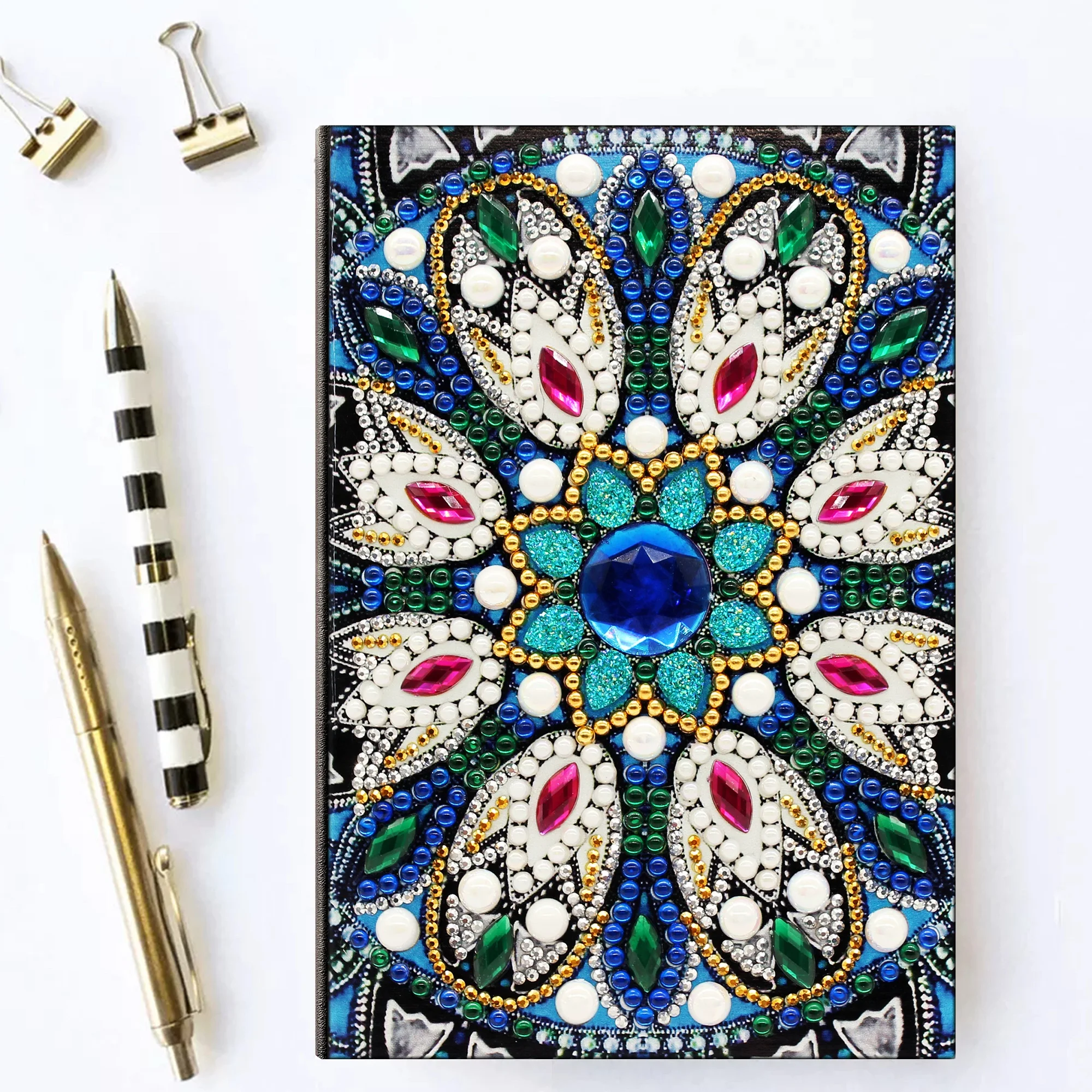 Shirliben Diy Художественный Алмазный альбом для рисования дневник полная круглая вышивка мозаикой из стразов A5 64 страницы сова с изображением павлиньей мандалы бабочки
