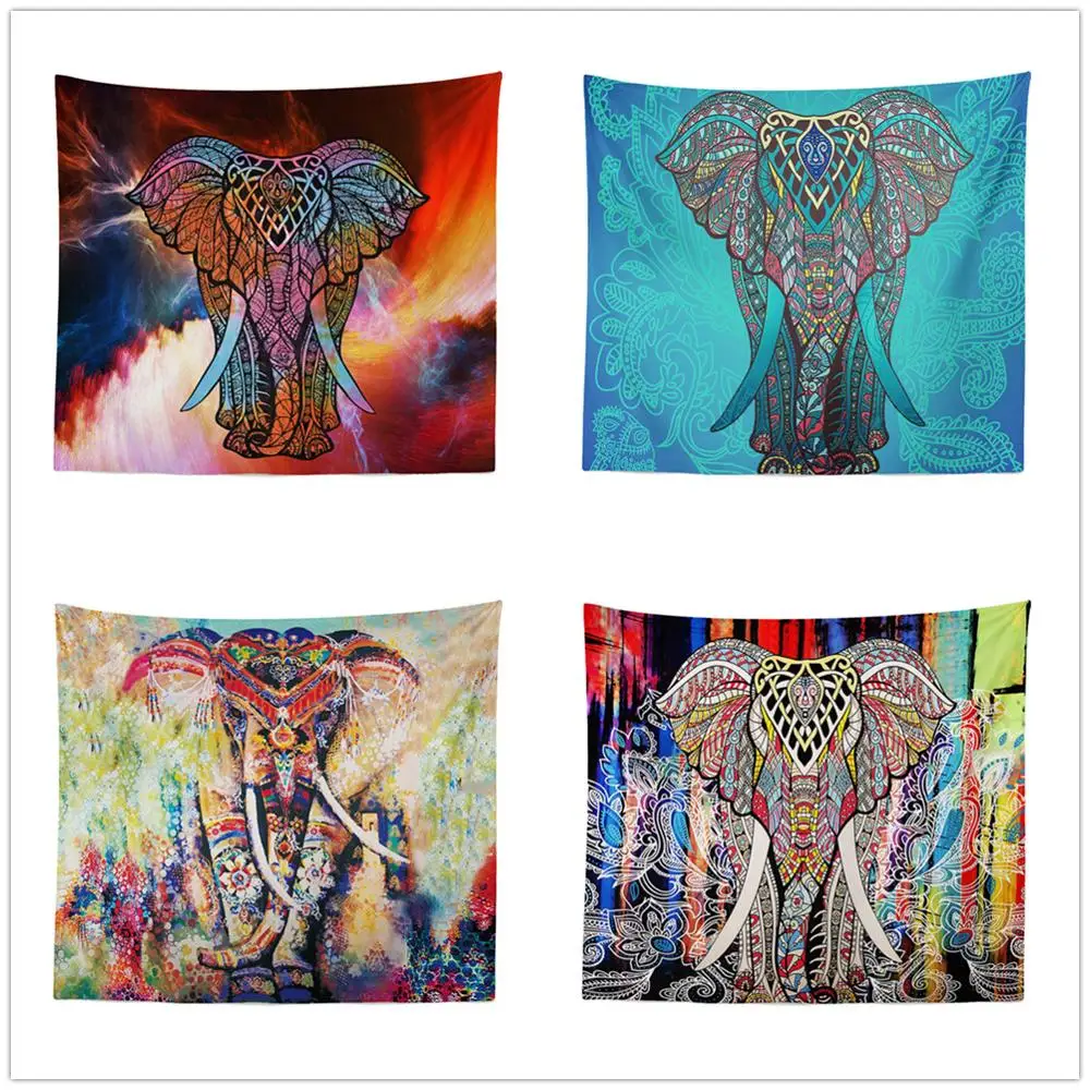 

Printed Tapestry 4 Color Elephant Pattern Machine Wash Home Europe And America Decorative Hang Cloth Home Decorations
