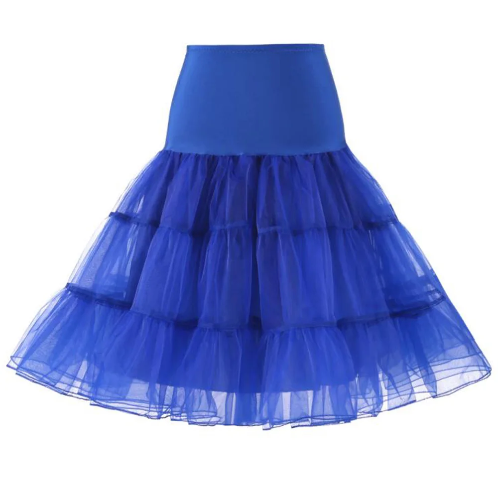 Blue SKirt Женская юбка в стиле "Ретро" Летняя Повседневная Высокая талия Нижняя юбка для винтажной свадебной вечеринки рокабилли Пышная юбка нижнее платье - Цвет: Blue SKirt