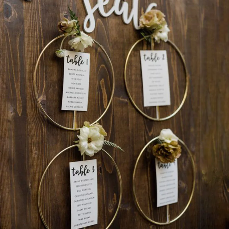 

Wedding Decoration 10-40cm Metal Hoops Home Door Hanging Gold Iron Metal Ring Wreath Wall Hanging Ornament Bridal Shower Props