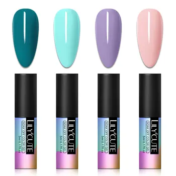 

LILYCUTE 4PCS/Set 5ML UV Gel Nail Polish Set Semi Permanent Base Top Coat Soak Off Gel Nail Art For Hybrid Gel Nail Varnishes