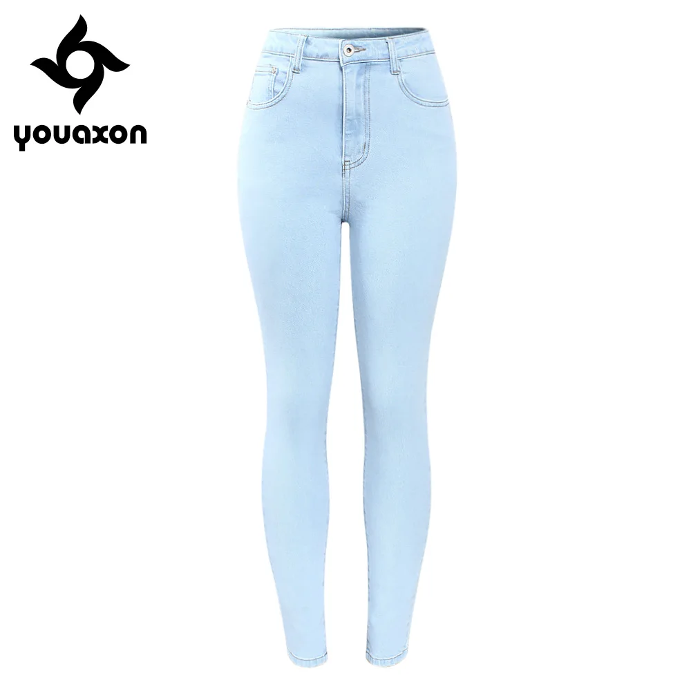 2182 бренд Youaxon, Новое поступление, джинсы с высокой талией для женщин, Стрейчевые женские джинсы, OL, женские узкие джинсовые штаны для женщин