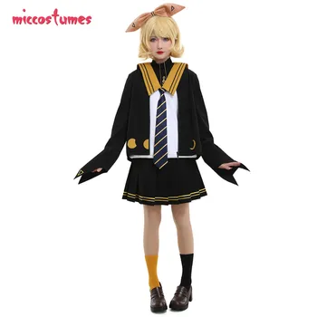 

Vocaloid Rin Kagamine Cosplay Cat and Moon Waxing Sailor Uniform JK Style Cosplay Costume Set with Tie