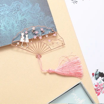 

Peach Blossom Fan Bookmark Classical Chinese ancient style bookmarks