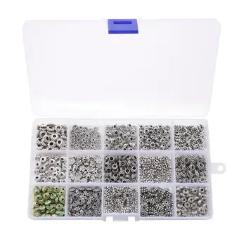 

750 pcs/box 15 grids Zinc Alloy Spacer Beads Ancient Silver-plate Accessories DIY Handmade Jewelry Findings Making Wholesale