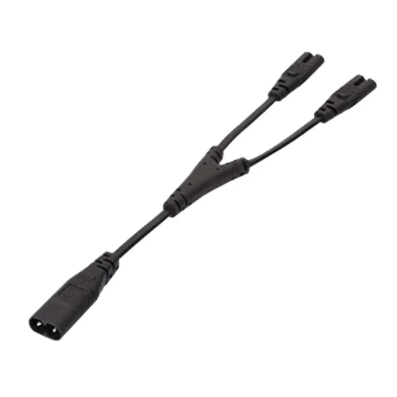 Черный 1 шт. IEC 320 C8 2Pin штекер 2 x C7 Женский Y Сплит кабель питания около 28 см