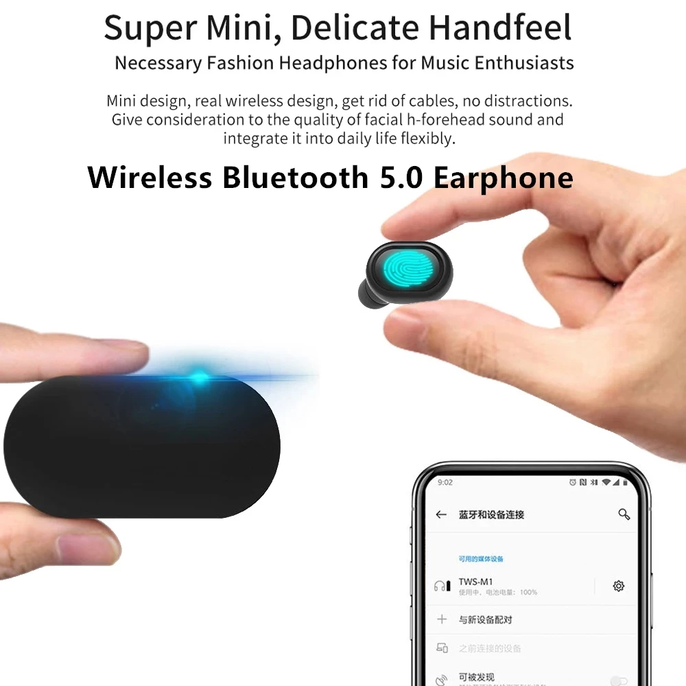 M1 TWS Mini Wireless Bluetooth Headphones Sport Headset Waterproof Earbuds Sound Quality For Huawei Iphone Xiaomi Music Earphone
