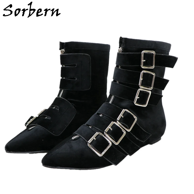 Sorbern Black Velvet Pointy Toe Boots 