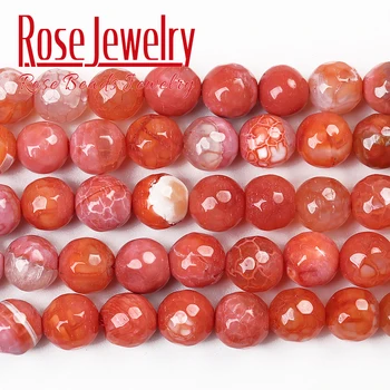 

Faceted Natural Stone Orange Dragon Vein Agates Loose Beads for Jewelry Making Charm Accessories DIY Bracelet 15"strand 8/10 mm