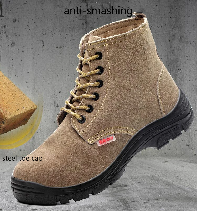 mens casual safety boots cow suede leather platform worker shoes steel toe cap work boot tooling security shoe zapatos hombre