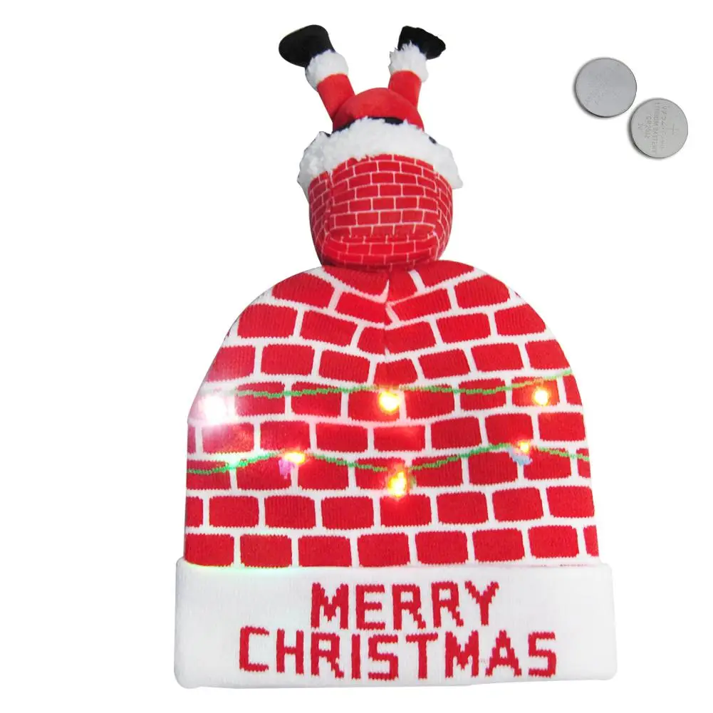 Горячий светодиодный светящийся Рождественский головной убор бини свитер Рождественская Шляпа Санты светящаяся вязаная шапка для детей взрослых для рождественской вечеринки 4 - Цвет: 05
