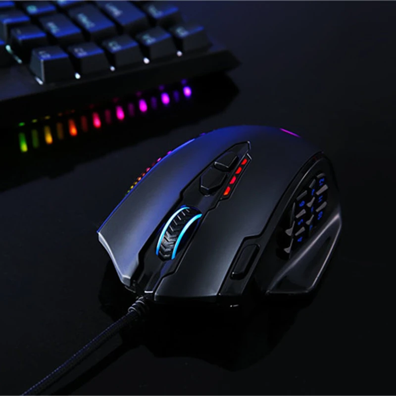 Redragon Impact M908 Wired Laser Gaming Mouse 12400 Dpi 19 Botões Programáveis e Rgb Led Alta Precisão para Mmo - Imagem 5