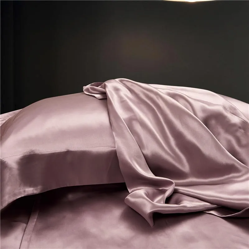 100% Top Grade Mulberry Silk Duvet Cover,Both Sides 25 Momme Nature Silk with Zipper Comfy Soft,1pc Duvet Cover 2pc Pillowcases 5