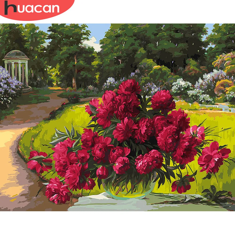 Huacan Bunga Minyak Lukisan Oleh Nomor Kit Kanvas Gambar Corak Diy