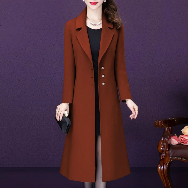 2021 Autumn Winter New Woolen Coat Women Korean Femme Black Wild Wool Jacket Female Fashion Long Loose Ladies Overcoat S2284 long puffer coat womens